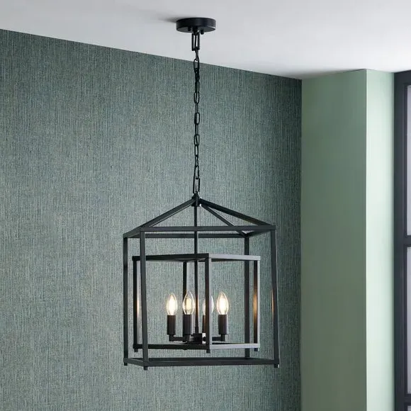 4-Light Cube Pendant Light - Black, Metal image
