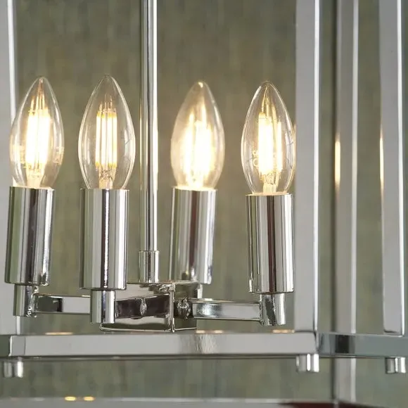4-Light Cube Pendant Light - Silver, Metal