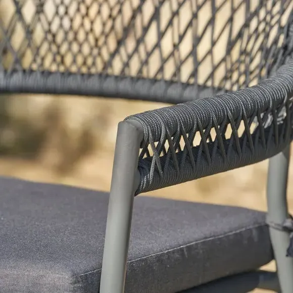 4-Piece Outdoor Seating Set - Black, Rope Weave