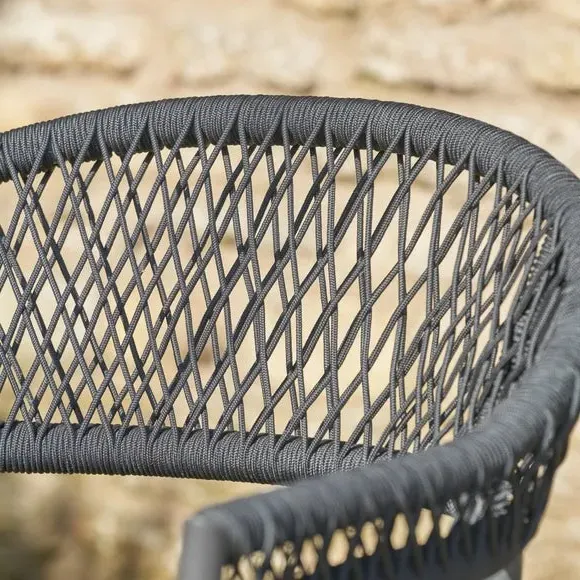 4-Piece Outdoor Seating Set - Black, Rope Weave