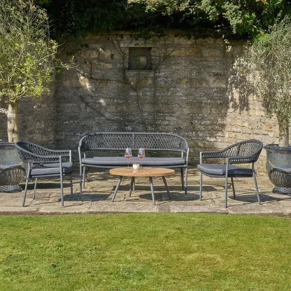 4-Piece Outdoor Seating Set - Black, Rope Weave image