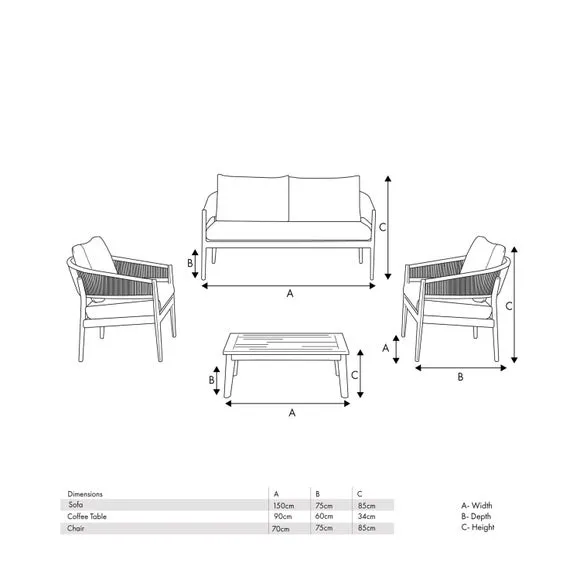 4-Seater Lounge Set - Natural, Rattan