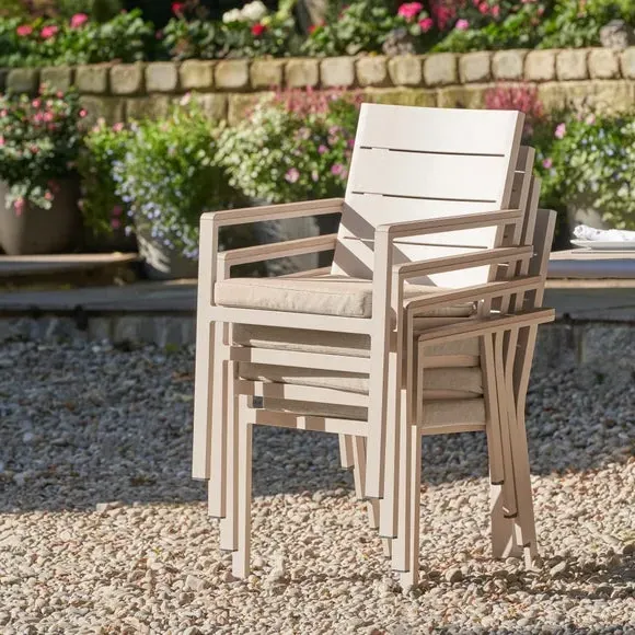 4-Seater Outdoor Dining Set - Latte, Aluminium