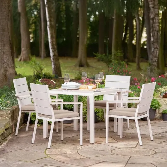 4-Seater Outdoor Dining Set - Latte, Aluminium image