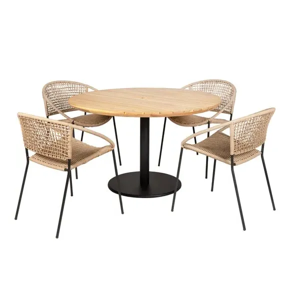 4-Seater Outdoor Dining Set - Natural, Acacia Wood