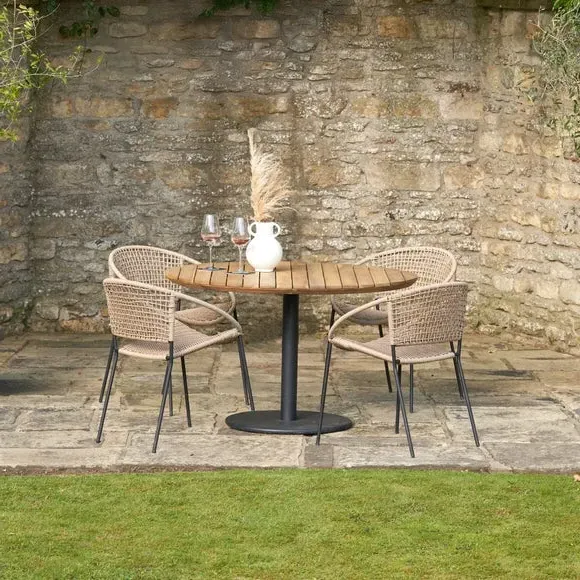 4-Seater Outdoor Dining Set - Natural, Acacia Wood image
