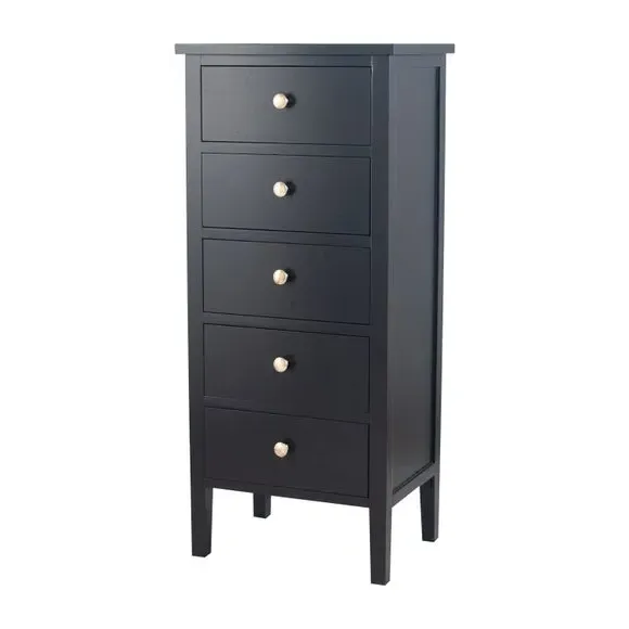 5-Drawer Chest Handcrafted - Black, Pine