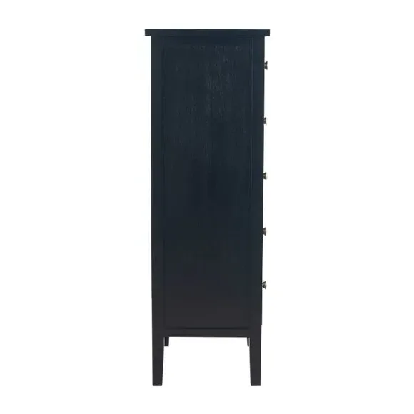 5-Drawer Chest Handcrafted - Black, Pine