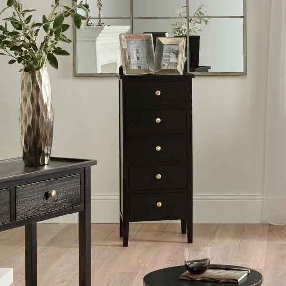 5-Drawer Chest Handcrafted - Black, Pine image