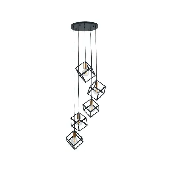 5 Light Cluster Ceiling Light - Black, Metal