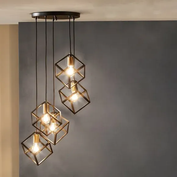 5 Light Cluster Ceiling Light - Black, Metal image