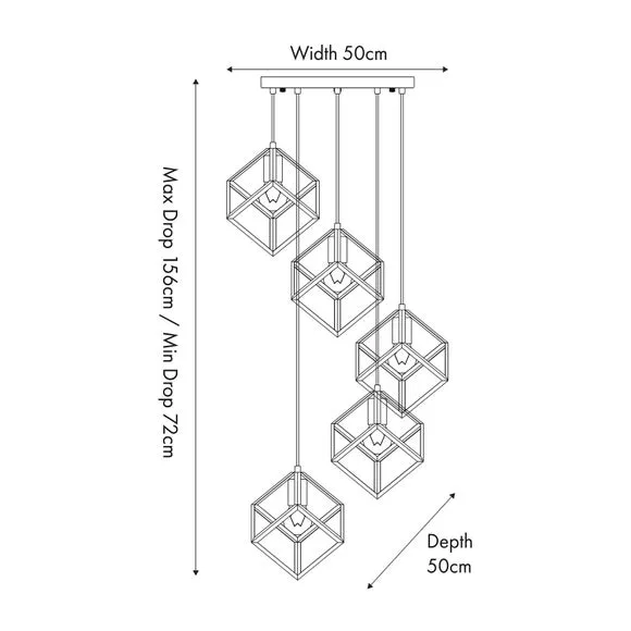 5-Light Cluster Ceiling Light - Nickel, Metal