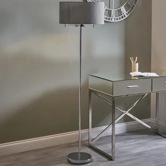 5-Light Floor Lamp with Fabric Shade - Silver image