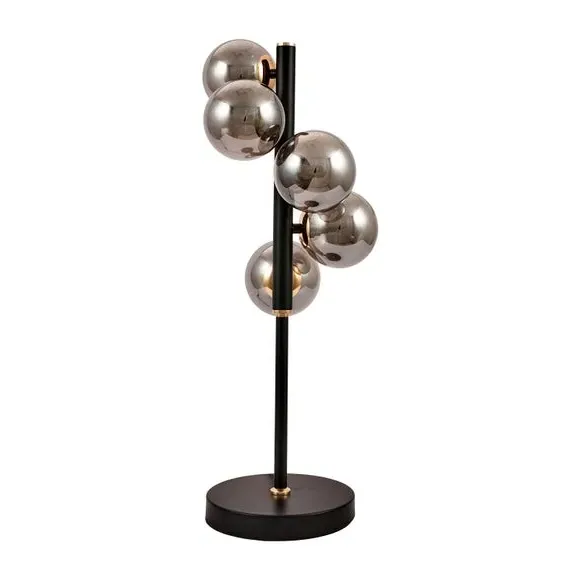 5-Light Table Lamp with Glass Balls - Black, Metal