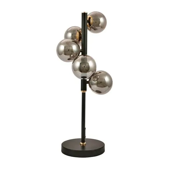 5-Light Table Lamp with Glass Balls - Black, Metal