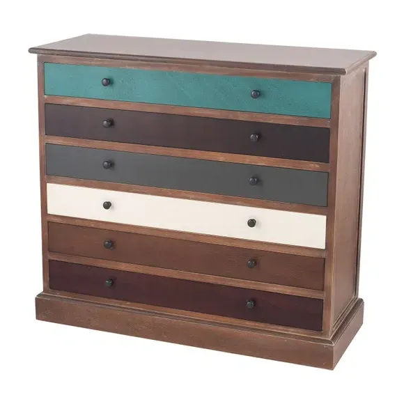 6-Drawer Chest with Handles - Dark, Pine