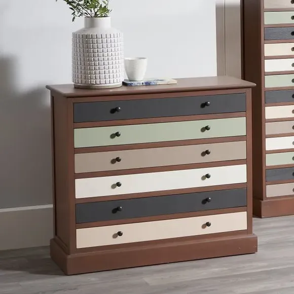 6-Drawer Chest with Handles - Pastel, Pine