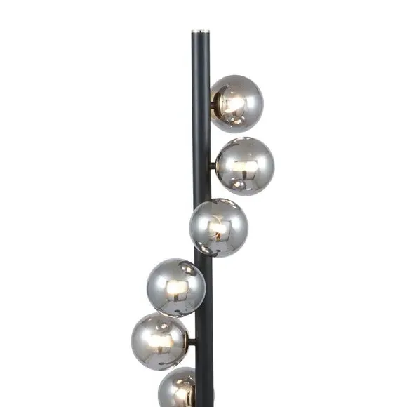 6-Light Floor Lamp with Glass Balls - Black, Metal