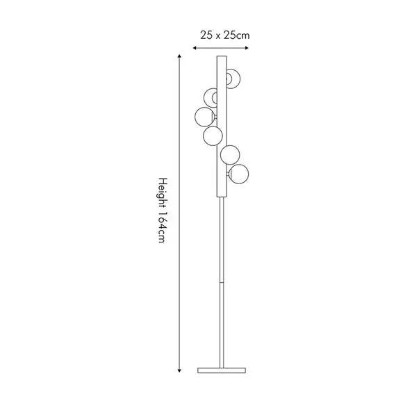6-Light Floor Lamp with Glass Balls - Black, Metal