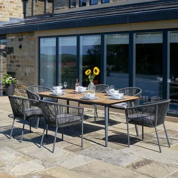6-Seater Garden Dining Set - Grey, Polyrope image