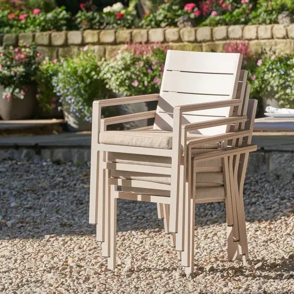 6-Seater Outdoor Dining Set - Latte, Aluminium