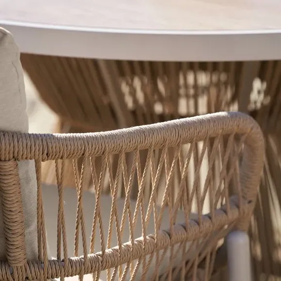 6-Seater Outdoor Dining Set - Latte, Aluminum