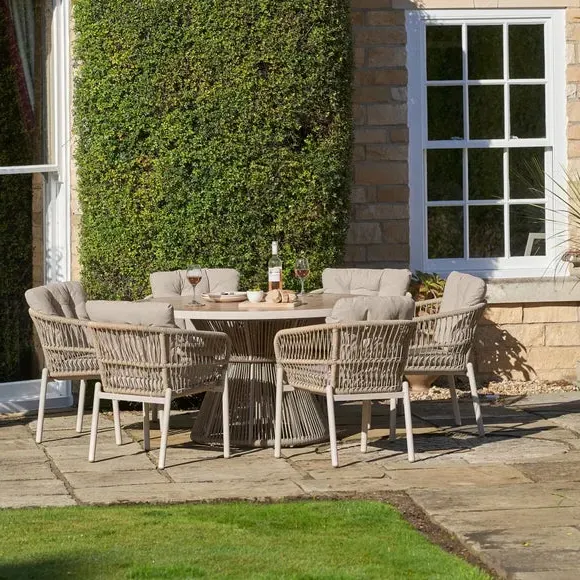 6-Seater Outdoor Dining Set - Latte, Aluminum image
