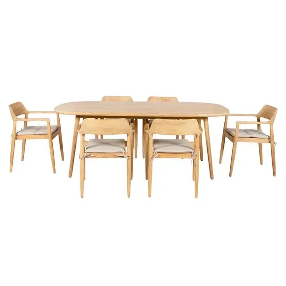 6-Seater Outdoor Dining Set - Natural, Teak