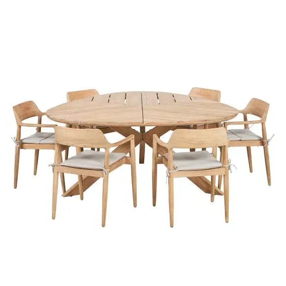 6-Seater Outdoor Dining Set - Natural, Teak