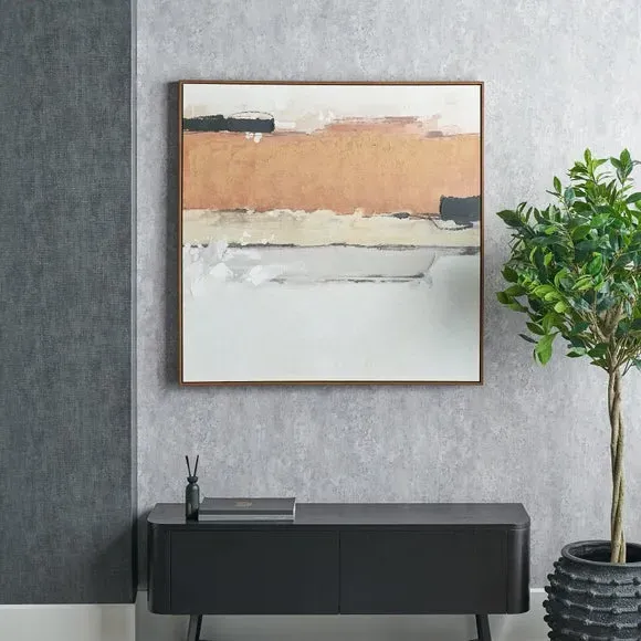 Abstract Framed Canvas - Terracotta, Oak Effect image
