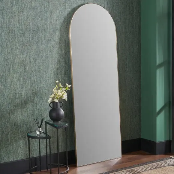 Arched Full Length Leaner Mirror - Gold, Metal image