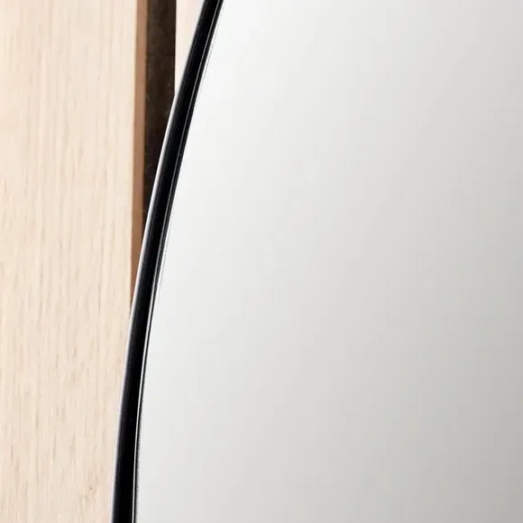 Arched Wall Mirror with Slim Frame - Black, Metal