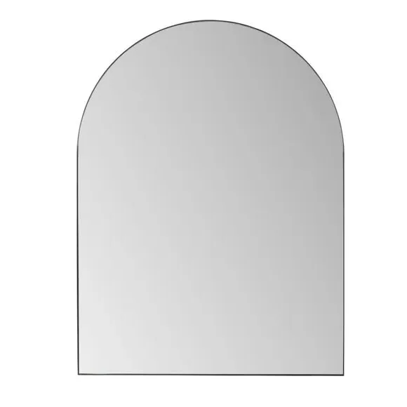 Arched Wall Mirror with Slim Frame - Black, Metal