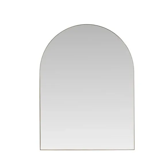 Arched Wall Mirror with Slim Frame - Gold, Metal