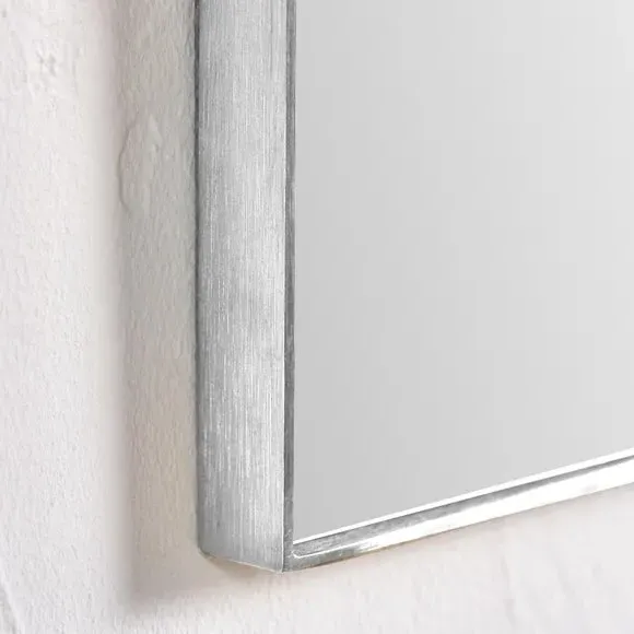 Arched Wall Mirror with Slim Frame - Silver, Metal