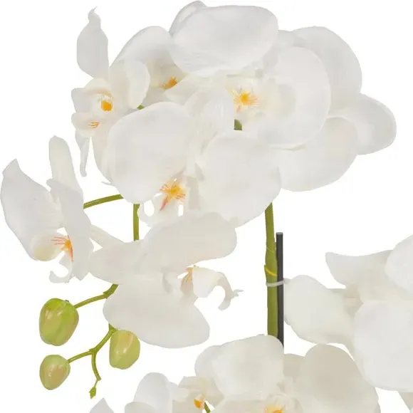 Artificial Orchid in Moss Pot - White