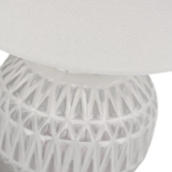 Aztec Texture Table Lamp - White, Ceramic