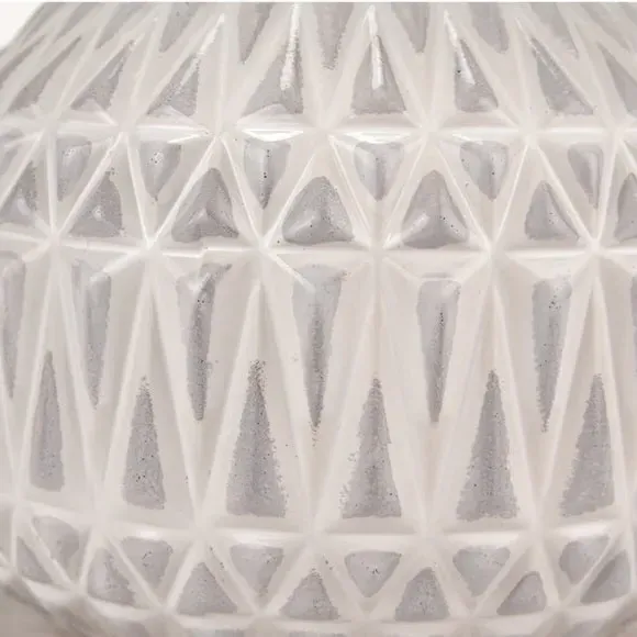 Aztec Texture Table Lamp - White, Ceramic