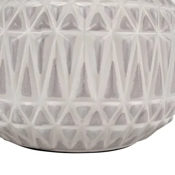 Aztec Texture Table Lamp - White, Ceramic