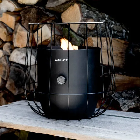 Basket Gas Lantern with Flame - Black, Steel