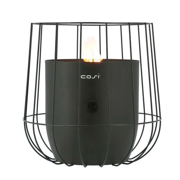 Basket Gas Lantern with Flame - Black, Steel