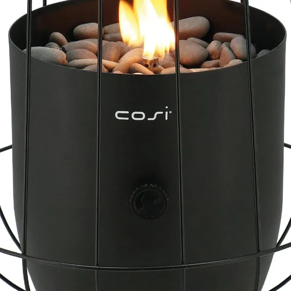 Basket Gas Lantern with Flame - Black, Steel