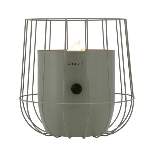 Basket Gas Lantern with Flame - Olive, Steel