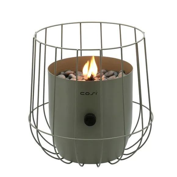 Basket Gas Lantern with Flame - Olive, Steel