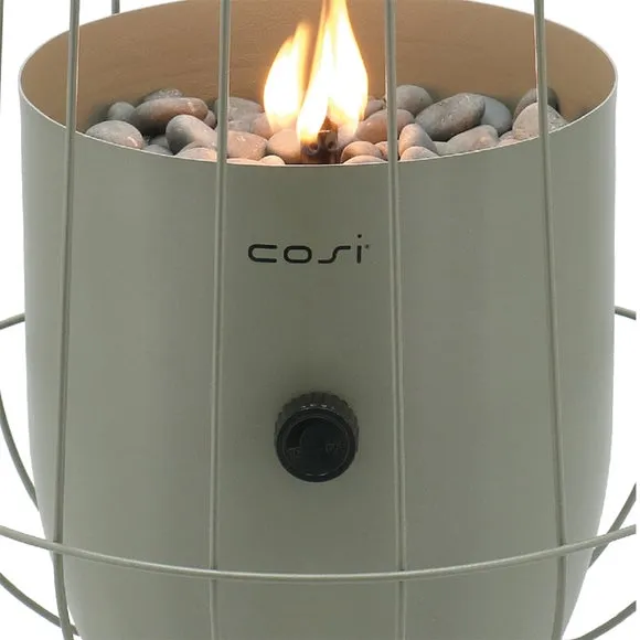 Basket Gas Lantern with Flame - Olive, Steel