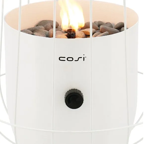 Basket Gas Lantern with Flame - White, Steel
