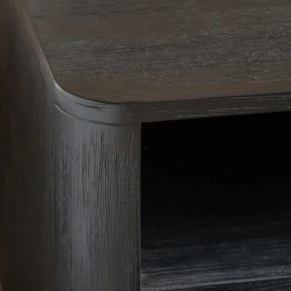 Bedside Table with Drawer - Black, Acacia Wood