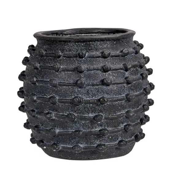 Bobble Plant Pot - Black, Fibrestone
