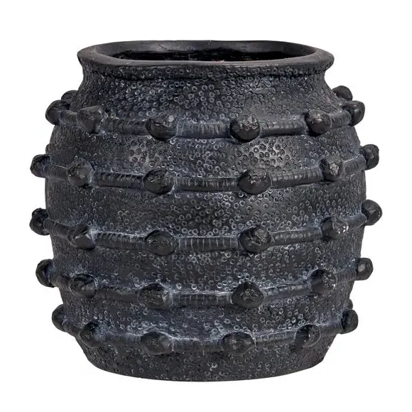 Bobble Plant Pot - Black, Fibrestone