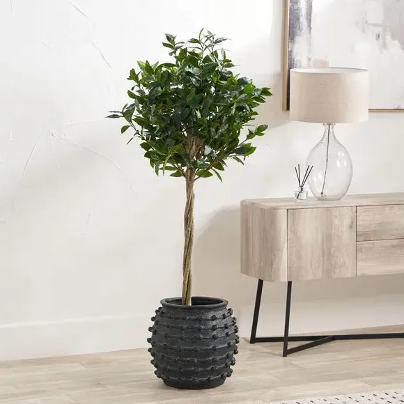 Bobble Plant Pot - Black, Fibrestone